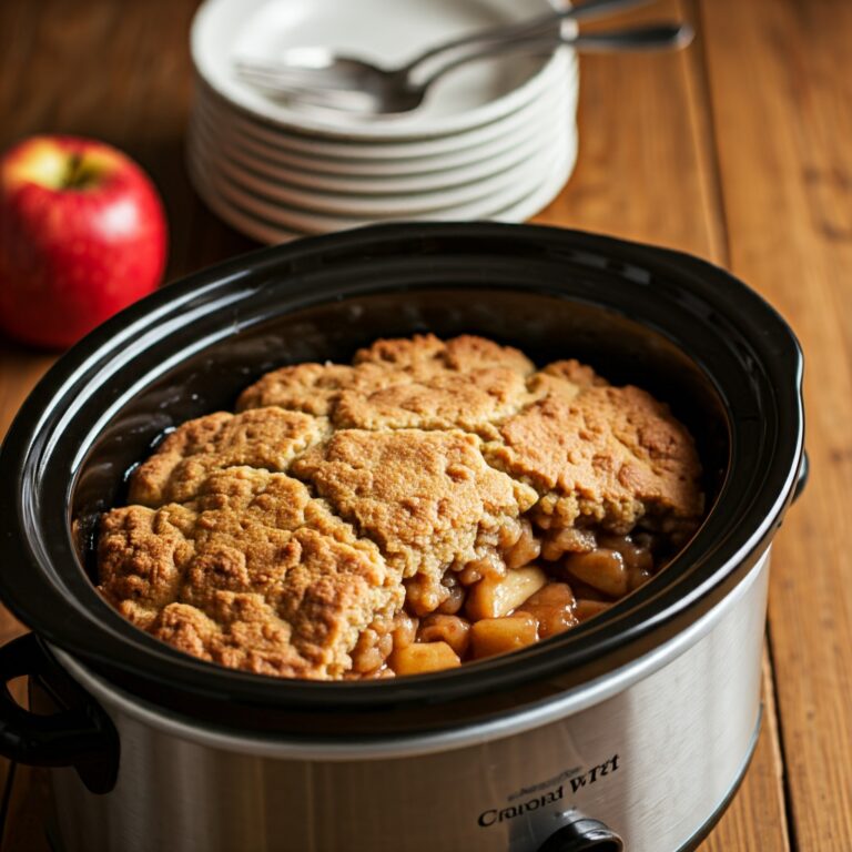 Easy Crockpot Apple Cobbler – Sweet Apples & Buttery Topping!