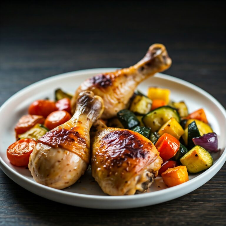 Baked Chicken Legs with Roasted Veggies Recipe