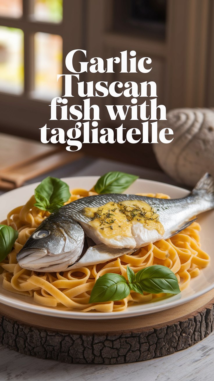 Creamy Garlic Tuscan Fish with Tagliatelle